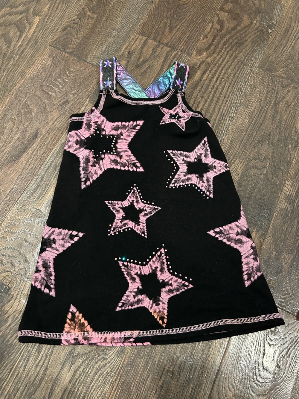 Baby Sara Black Dress with Pink Tie-Dye Stars- Sequin and Stud detailing Size 3T